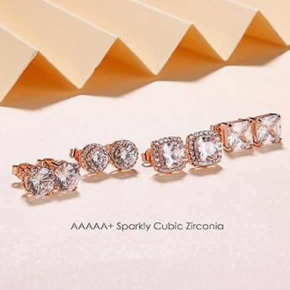 Absolutely stunning  Cubic Zirconia Studs Earrings | 18K Rose Gold , rare - Picture 6 of 8